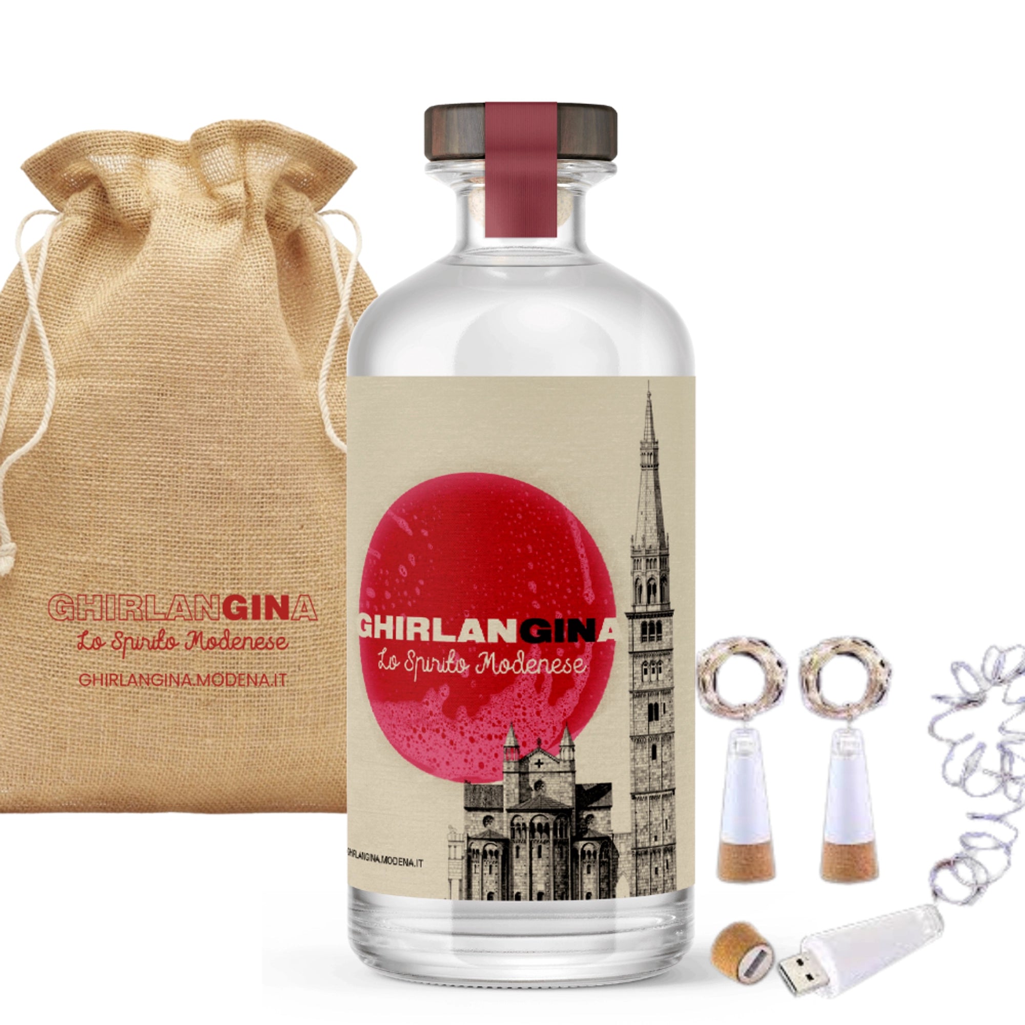 TOGO Kit 🎁 (Bottiglia GIN + Kit Lampada Led + Confezione Juta 100%) - GhirlanGINa